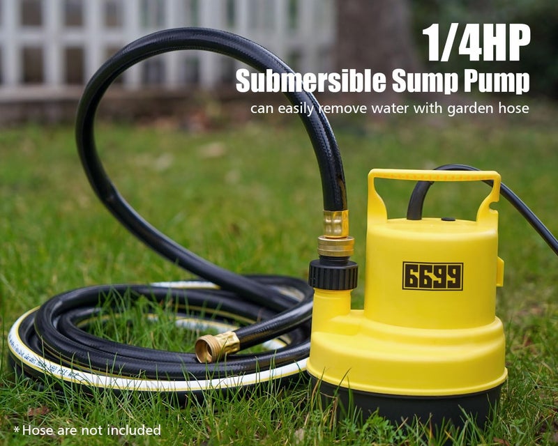 6699 Submersible Sump Pump 1/4 HP 1500GPH Utility Pump Thermoplastic Electric Portable Transfer Water Pump with 10-Foot Cord for Pool Tub Garden Pond Draining Tankless Heater Flushing - Image 5